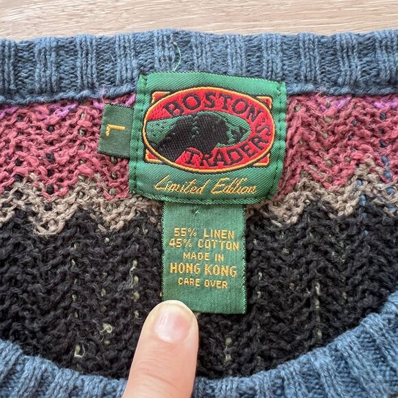 VTG Boston Traders Limited Edition Linen/Cotton Blend Sweater Men's-Size L - Picture 5 of 9